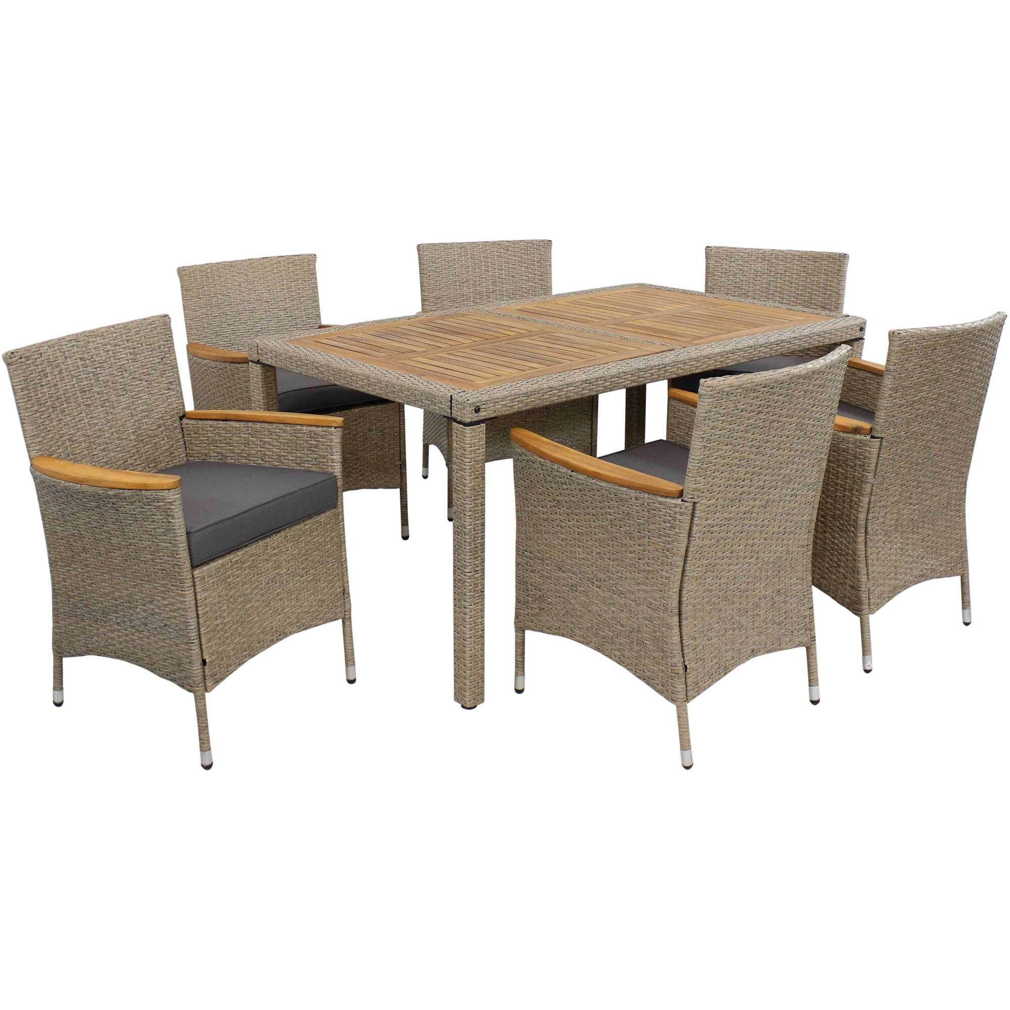 Sunnydaze Decor, 7 Piece Foxford Outdoor Dining Patio Set, Pieces (qty.) 7 Primary Color Brown, Seating Capacity 6 Model# GF-660